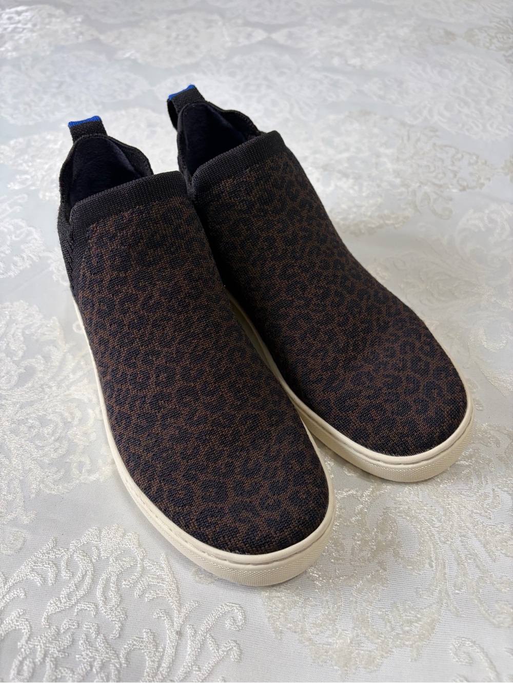 Rothy’s The Chelsea Ankle Boot Espresso Spot Leopard Print Slip On Size 7 - Picture 7 of 15